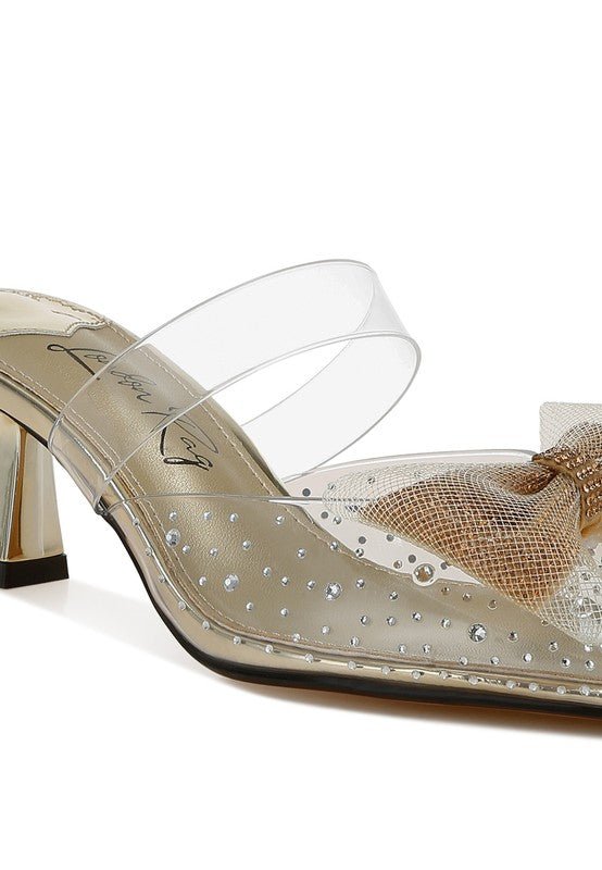 Freja Embellished Bow Kitten Heels - Loving It Shop