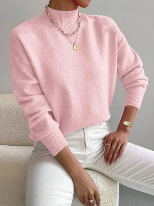 Autumn And Winter Half-high Collar Pullover Women&