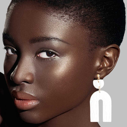 Bridal Earrings White Clay Arch Statement Jewelry Chic Elegant