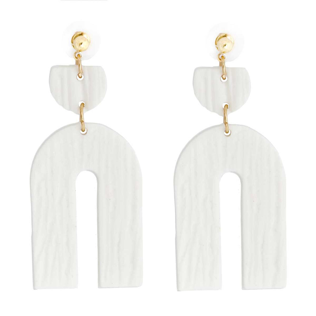 Bridal Earrings White Clay Arch Statement Jewelry Chic Elegant