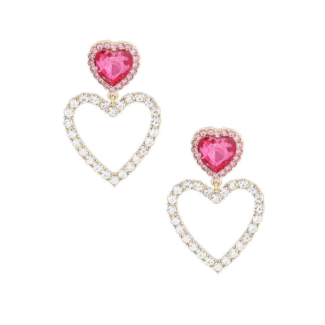 Cutout Heart Earrings Gold Pink Stylish Statement Jewelry