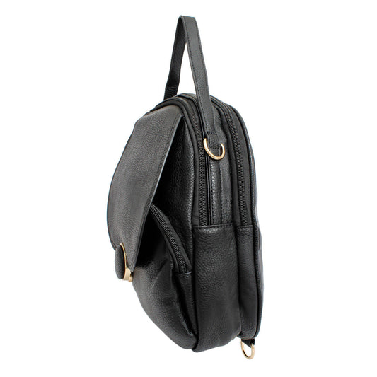 Small Black Rounded Backpack Handbag for Women – Stylish Casual Fashion Accessory
