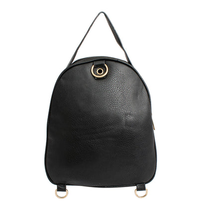 Small Black Rounded Backpack Handbag for Women – Stylish Casual Fashion Accessory