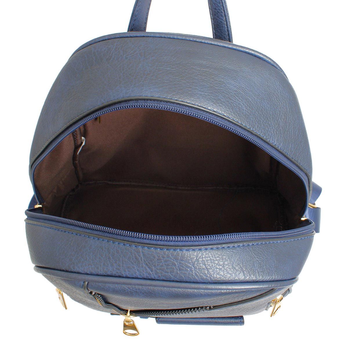 Women’s Moto Backpack Medium Navy Zipper Casual Bag
