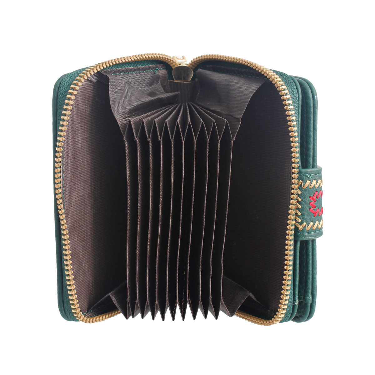 Bifold Wallet Green Stitched Stylish Casual Accessory