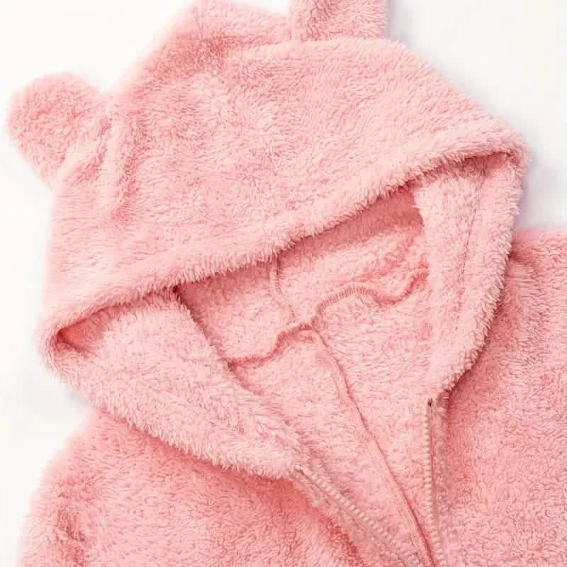 Fuzzy Hooded Pajama Jumpsuit For Music Festival, Long Sleeve Zipper Lingerie &amp; Sleepwear