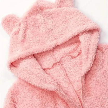 Fuzzy Hooded Pajama Jumpsuit For Music Festival, Long Sleeve Zipper Lingerie &amp; Sleepwear