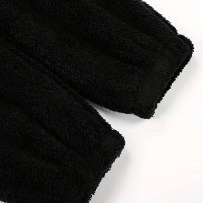 Fuzzy Hooded Pajama Jumpsuit For Music Festival, Long Sleeve Zipper Lingerie &amp; Sleepwear