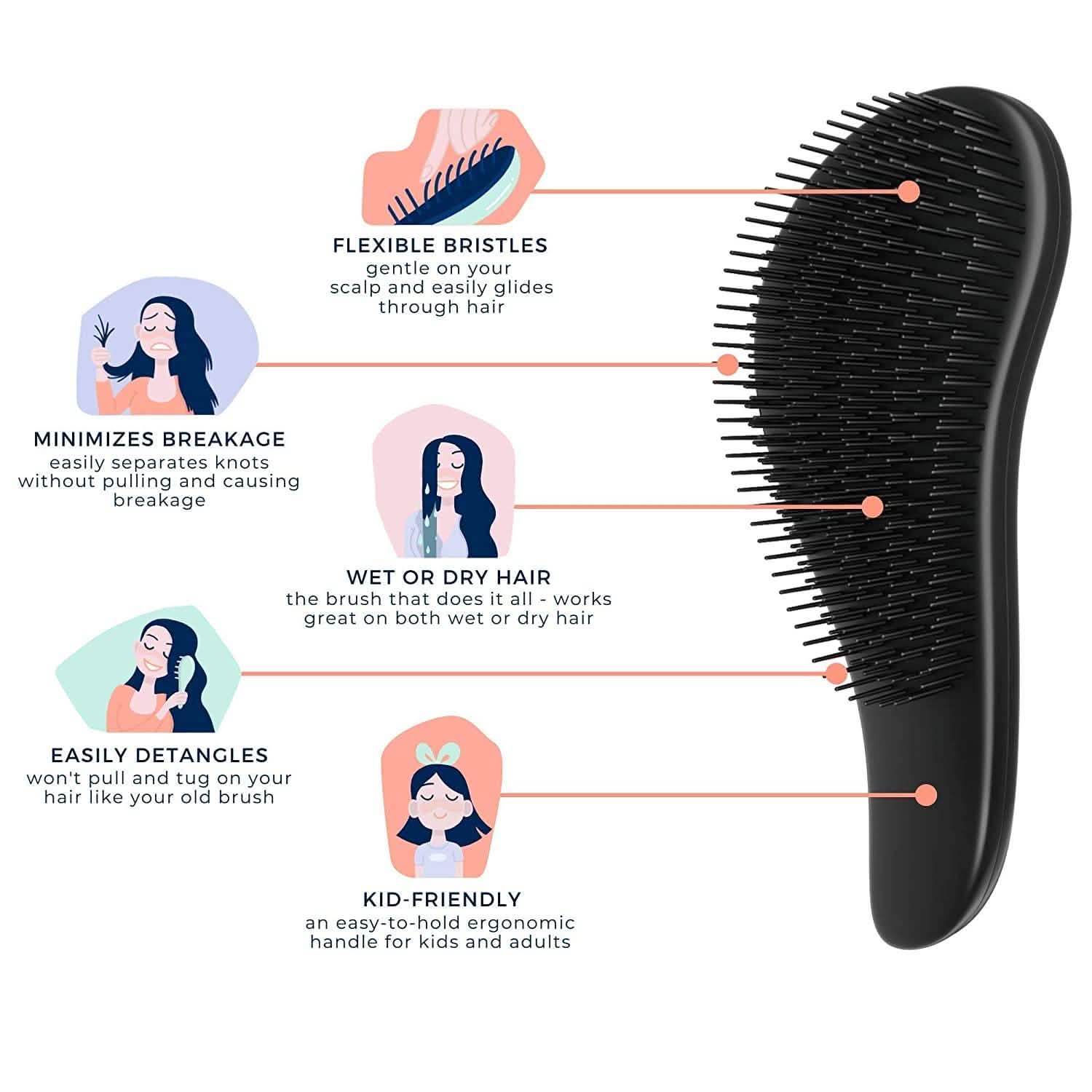 Glide Thru Detangling Brush for Kids &amp; Adult Hair