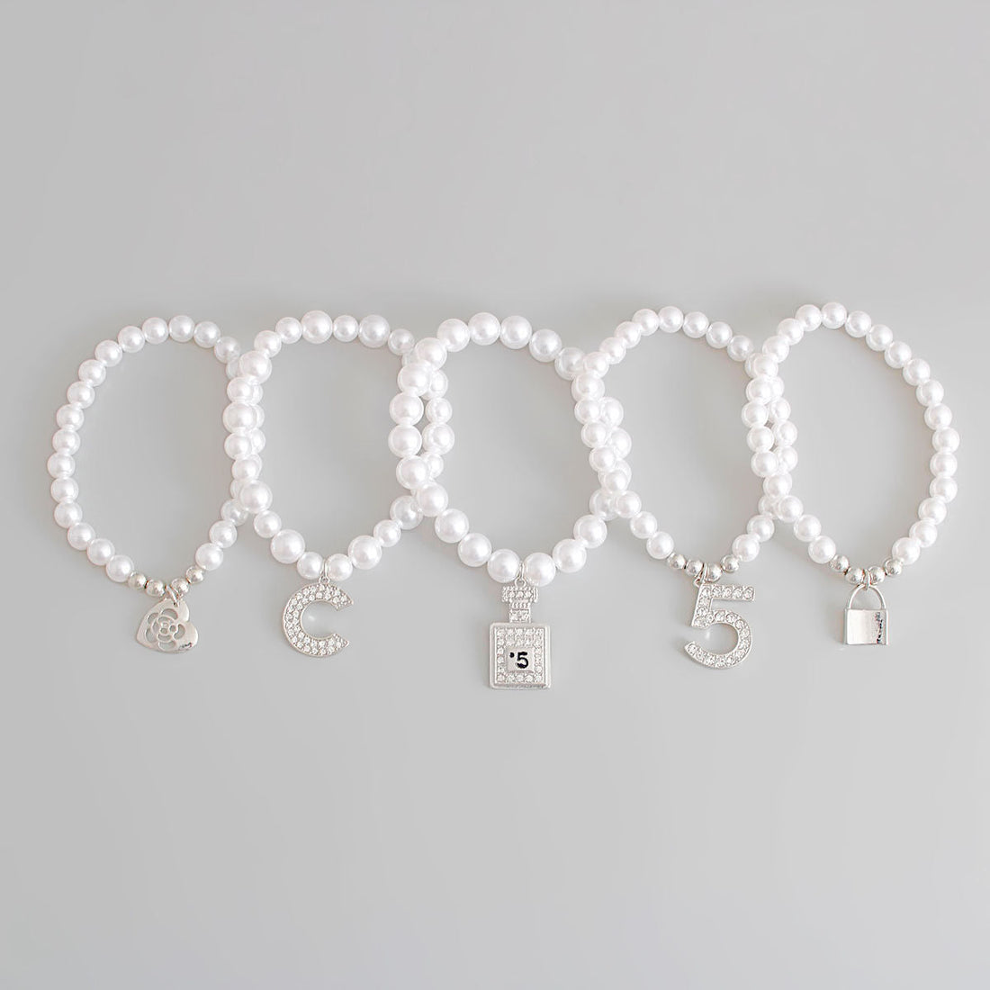 Boutique Silver Bracelets No. 5 with White Pearl – Stylish Fashion Jewelry