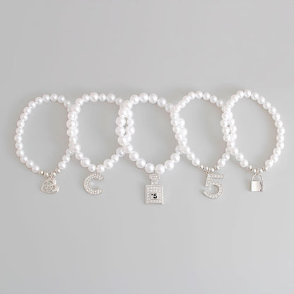 Boutique Silver Bracelets No. 5 with White Pearl – Stylish Fashion Jewelry