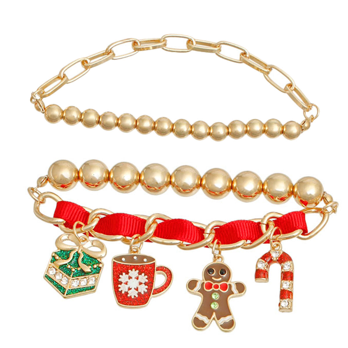 Bracelets Red Xmas Cocoa Trendy Fashion Jewelry Accessories