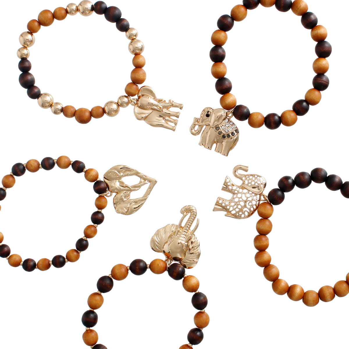 Elephant Bracelets Mixed Wood Stylish Fashion Jewelry Accessories