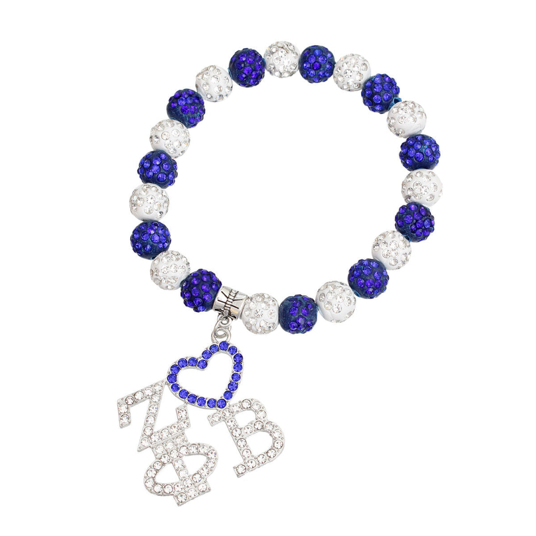 Charm Bracelet Blue White Bling Sorority Stylish Fashion Jewelry