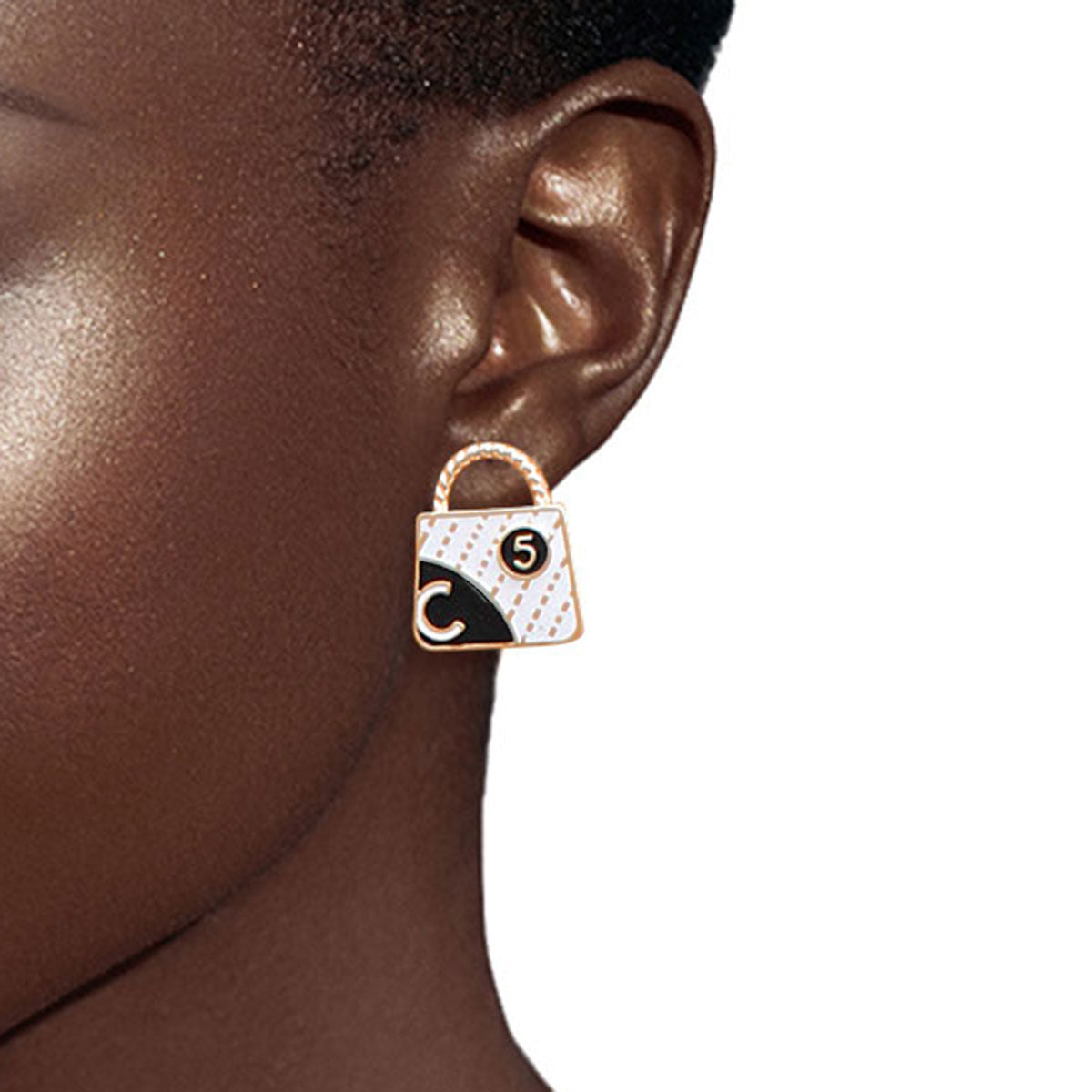 Charm Stud Earring Set Gold Designer-Inspired Stylish Lady Bag No.5
