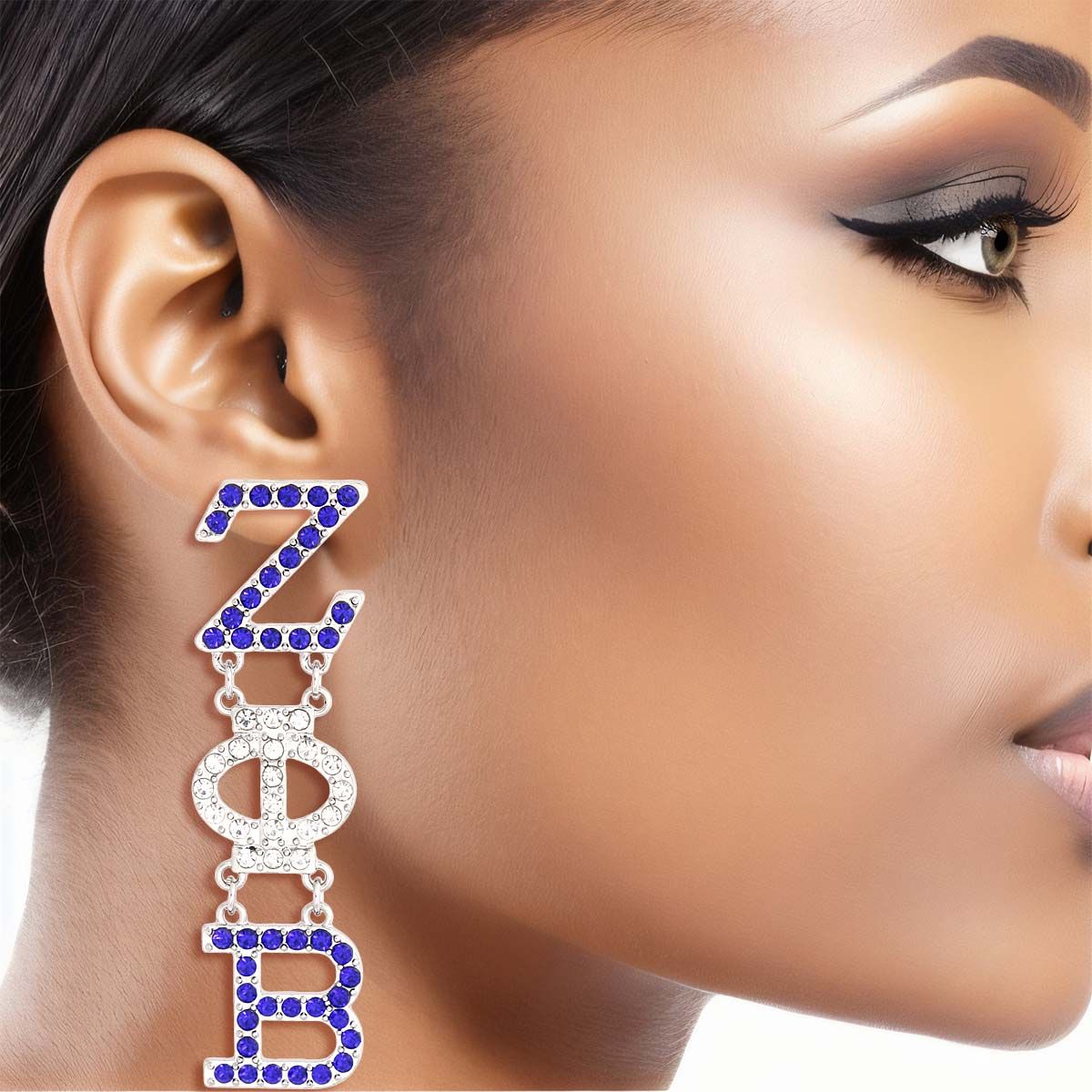 Dangle Stud Earrings Blue Clear Sorority Stylish Jewelry
