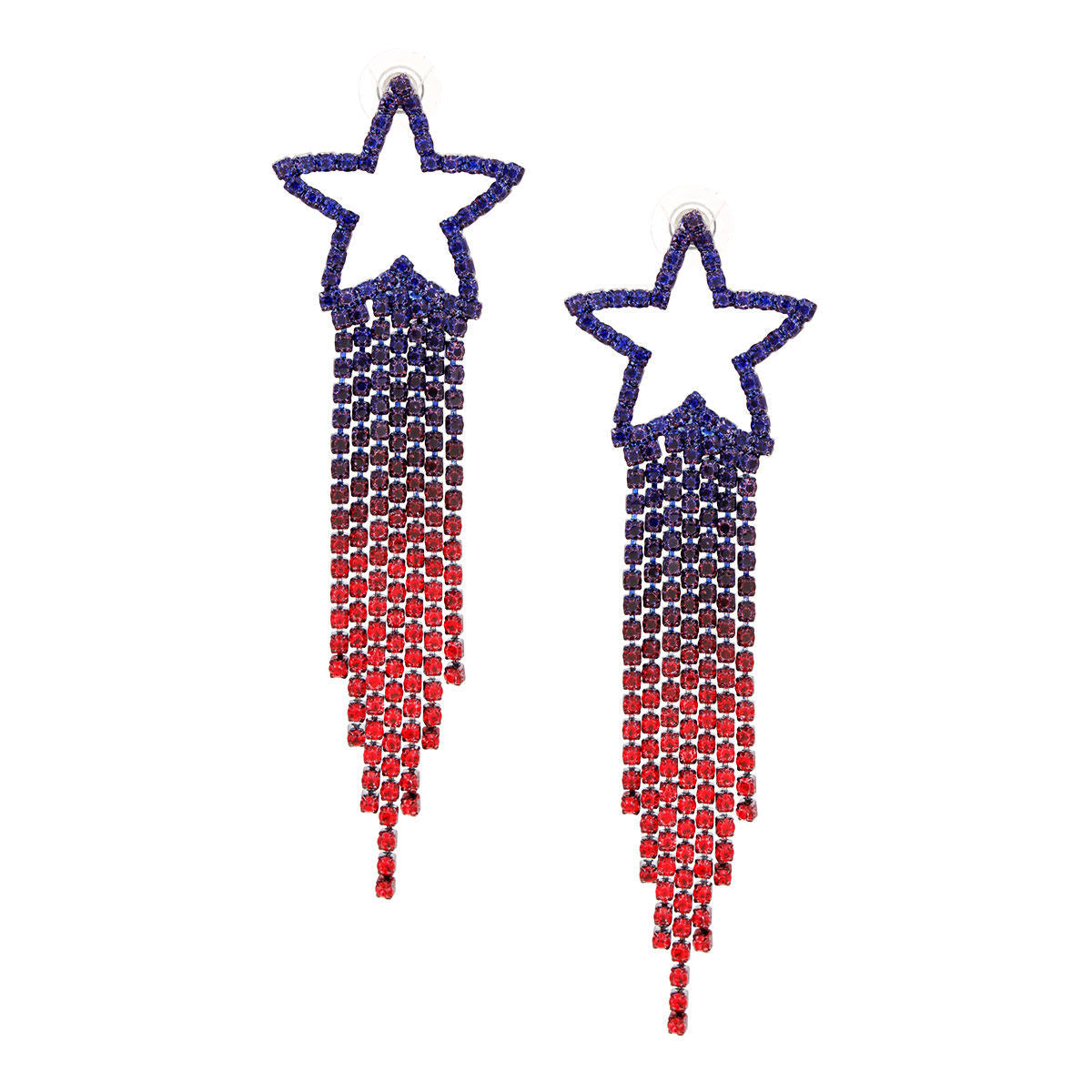 Fringe Star Earrings USA Bling Stylish Statement Jewelry for Women