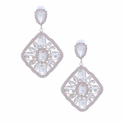 Crystal Diamond Silver Earrings Stylish Elegant Jewelry