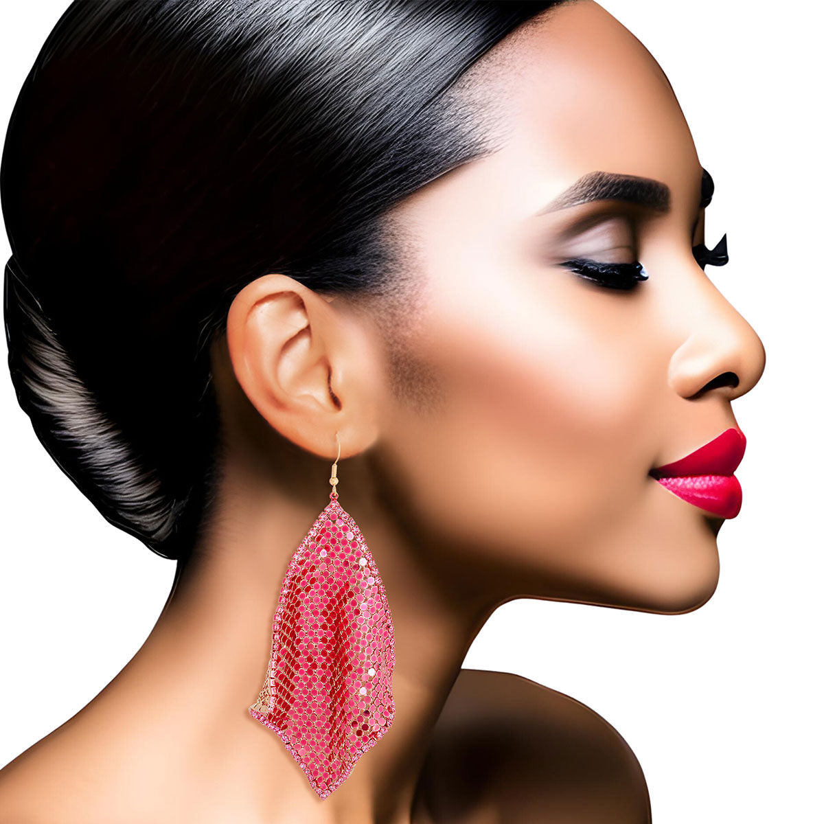 Statement Pink Mesh Chainmail Earrings – Trendy Fashion Jewelry
