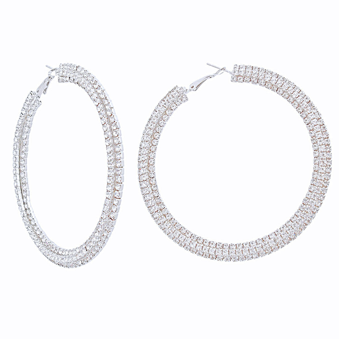 Stacked Silver Hoops 80mm Earrings for Women – Trendy Statement Jewelry