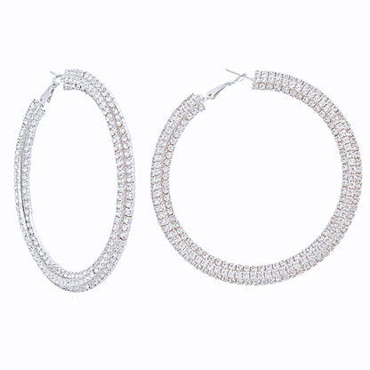 Stacked Silver Hoops 80mm Earrings for Women – Trendy Statement Jewelry