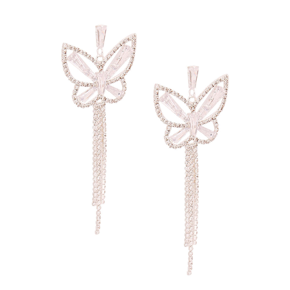 Statement Silver Butterfly Fringe Earrings – Trendy Chic Jewelry Accessory