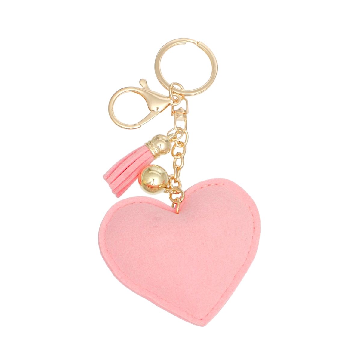 Heart Charm Keychain Pink Padded Sparkling Stylish Accessory
