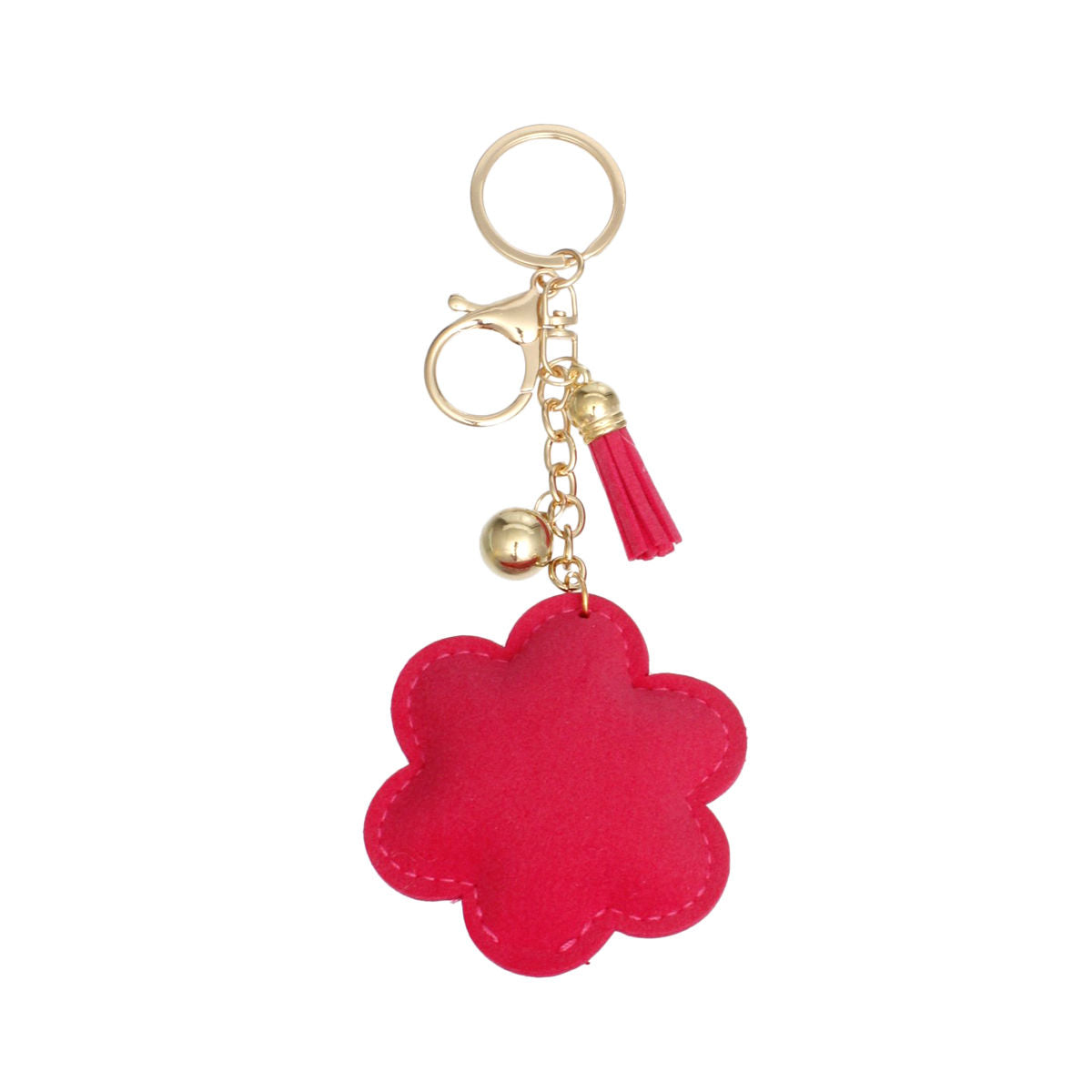 Fashion Keychain Padded Charm with Pink Rhinestone Flower – Trendy Accessory