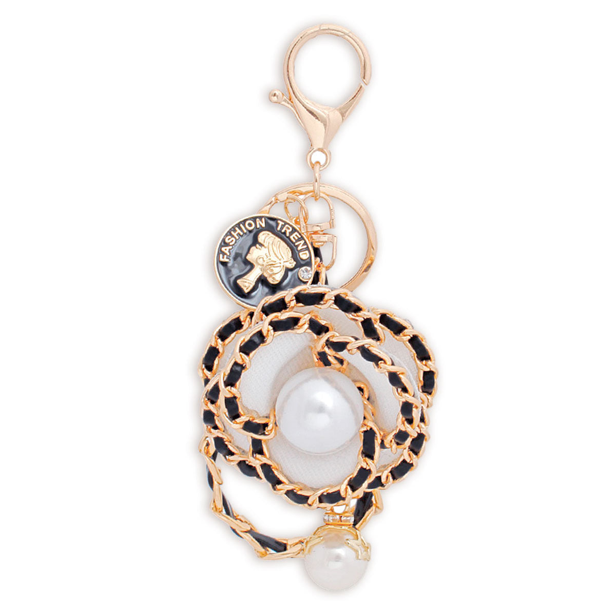 Fashion Keychain Luxe White Camellia Flower Clip Stylish Accessory