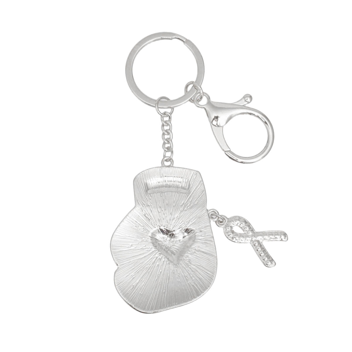 Breast Cancer Awareness Keychain Silver Light Pink Glove Stylish Accessory