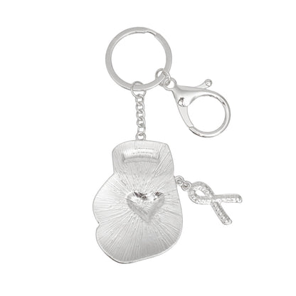 Breast Cancer Awareness Keychain Silver Light Pink Glove Stylish Accessory