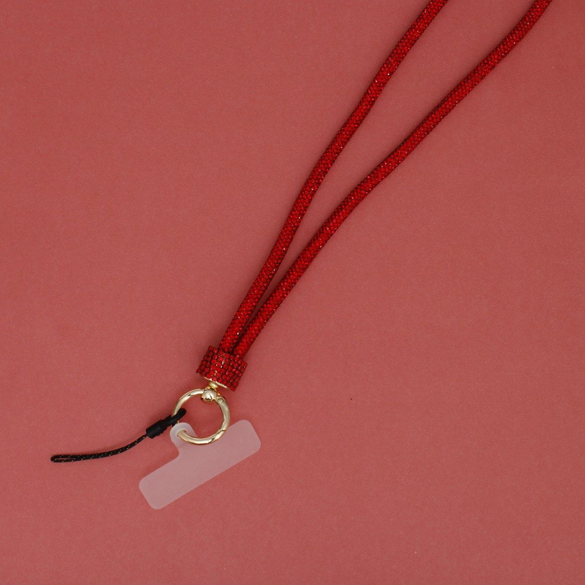 Long Rhinestone Phone Strap Lanyard Red Bling Stylish Accessory
