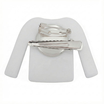 Brooch Hair Clip White and Blue Stripe Shirt Pin Stylish Accessory