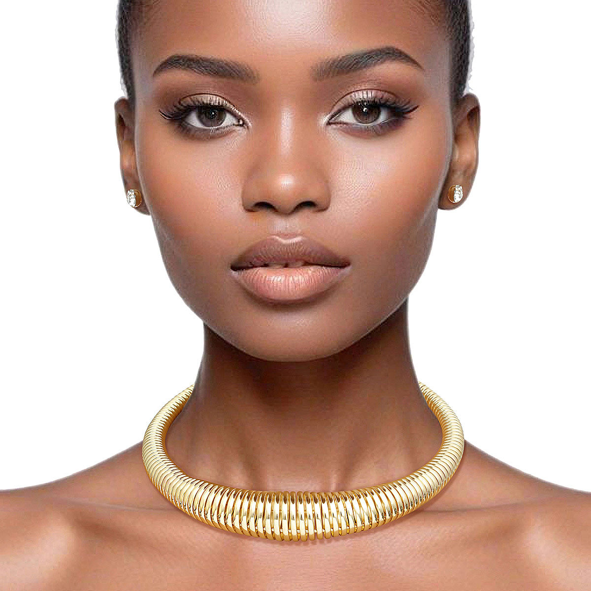 Choker Necklace Gold Spring Coil Stylish Statement for Women