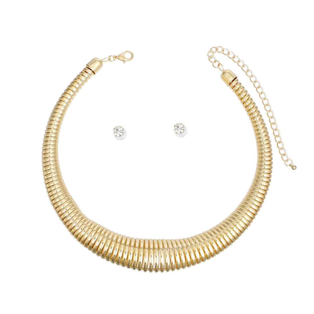 Choker Necklace Gold Spring Coil Stylish Statement for Women