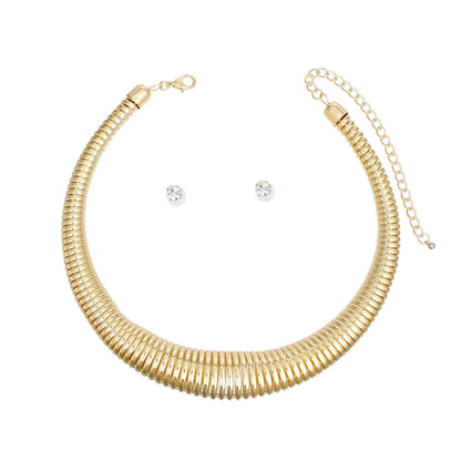 Choker Necklace Gold Spring Coil Stylish Statement for Women