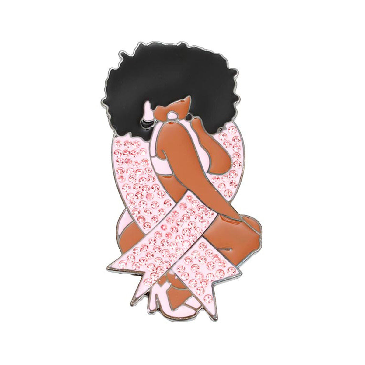 Statement Brooch Light Pink Diva Afro Woman Pin Stylish Accessory for Women