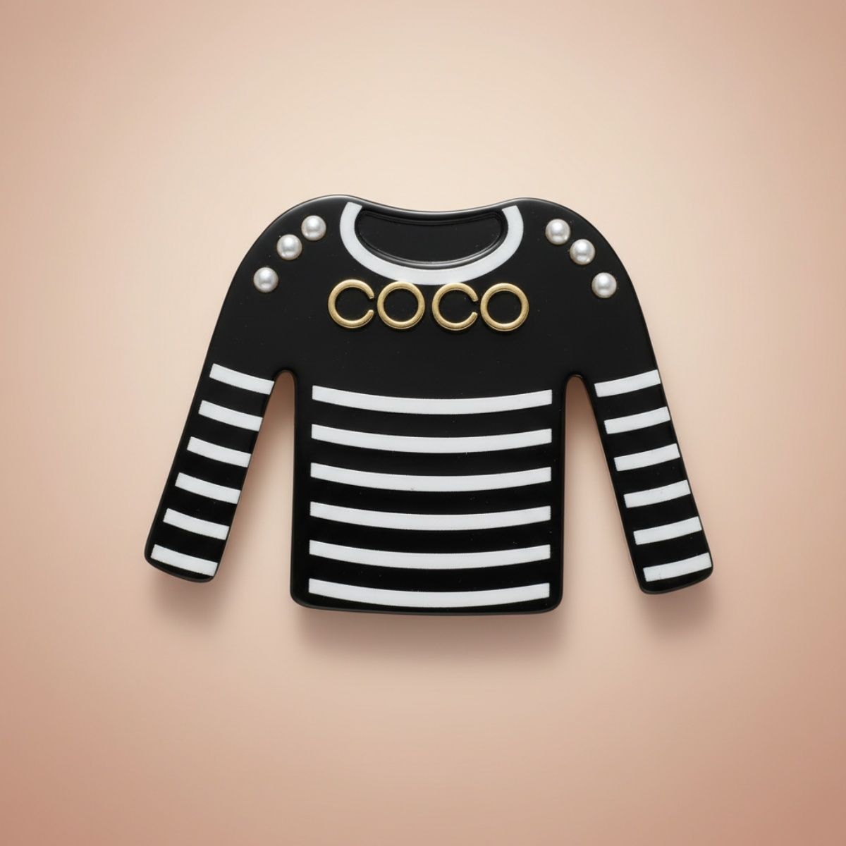 Brooch Hair Clip Black and White Stripe Shirt Pin Stylish Accessory