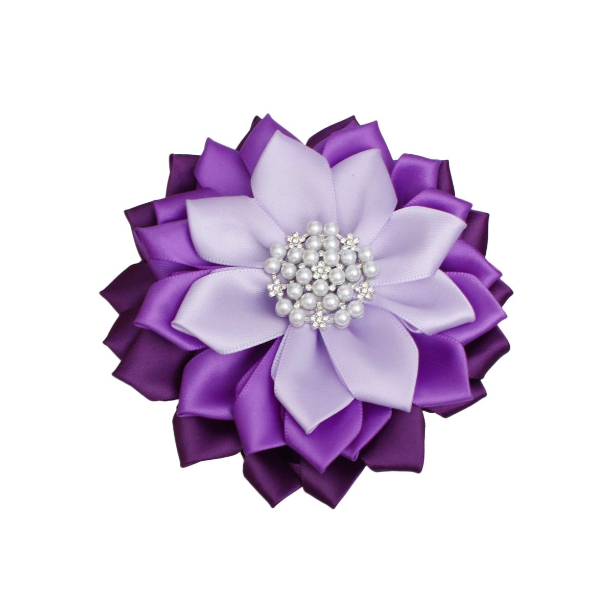 Fashion Brooch Purple Flower Pearl Clip and Pin Stylish Accessory