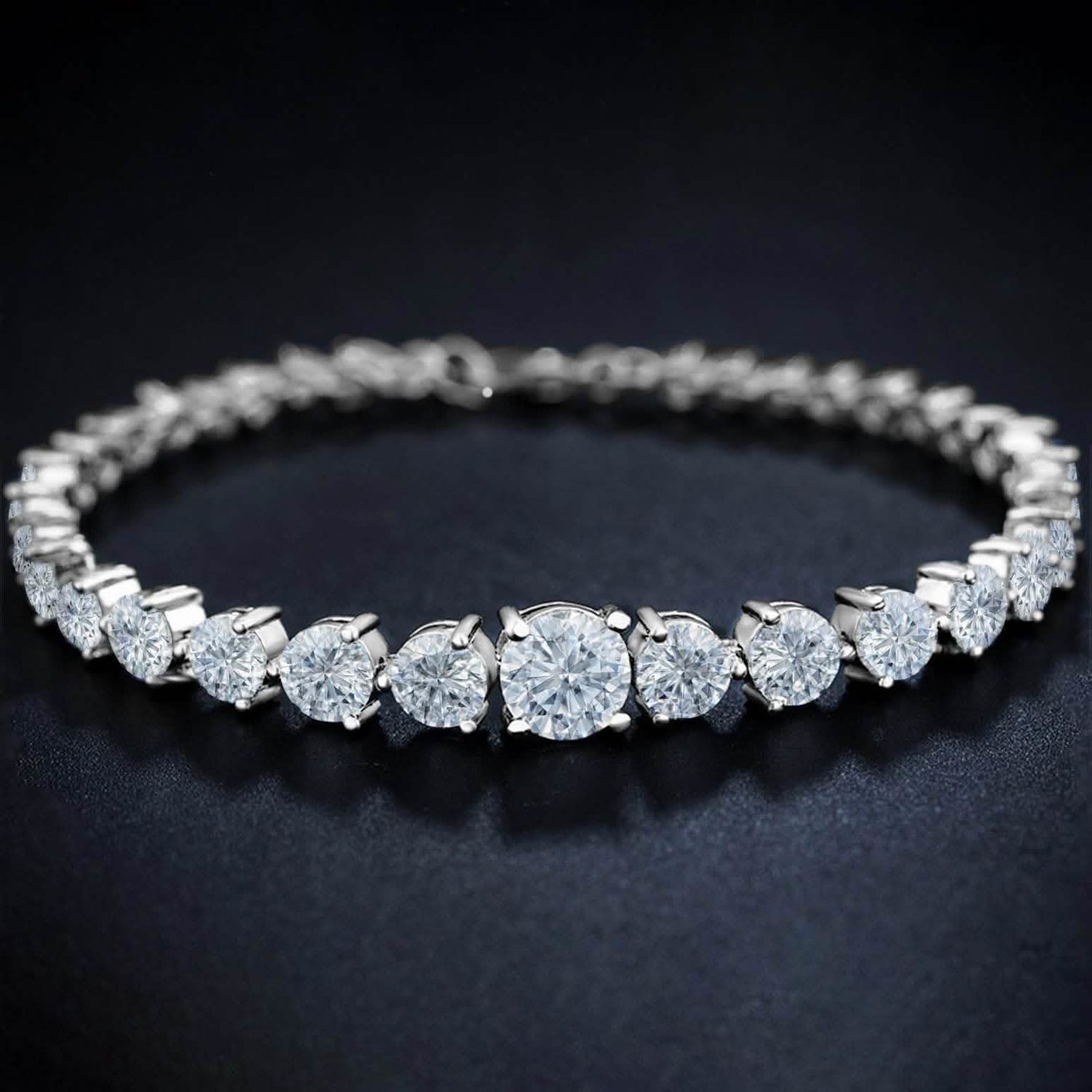 Graduated Cubic Zirconia Tennis Bracelets