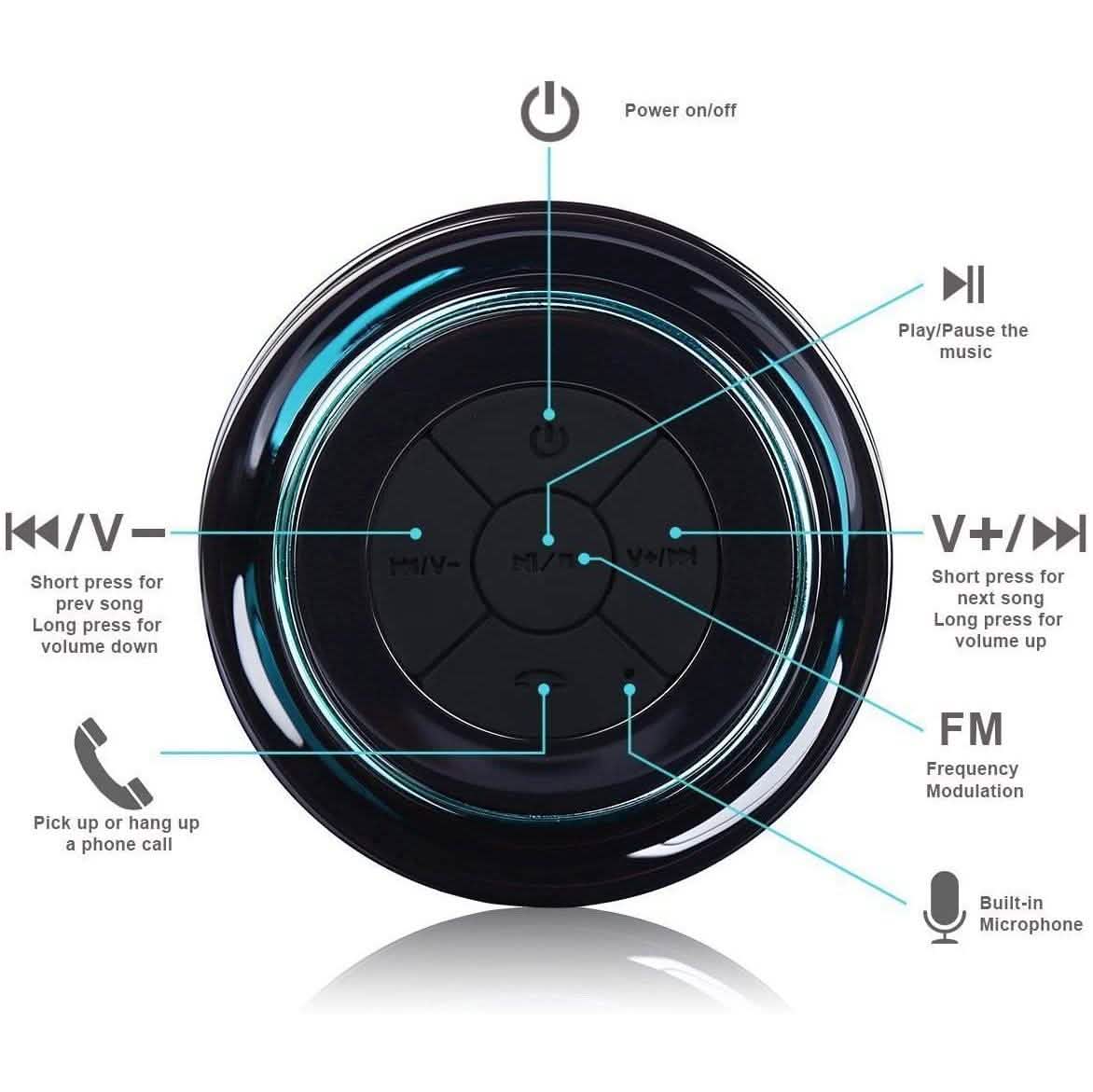 HAISSKY Portable Wireless Waterproof Speaker with FM Radio &amp; Suction Cup