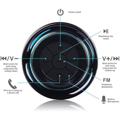 HAISSKY Portable Wireless Waterproof Speaker with FM Radio &amp; Suction Cup
