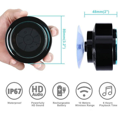 HAISSKY Portable Wireless Waterproof Speaker with FM Radio &amp; Suction Cup
