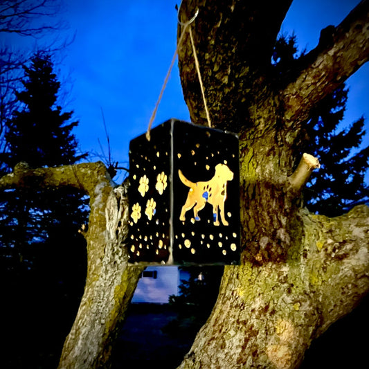 Puppy Cube Steel Hanging Solar Light | 6.5 in. | Pick a Breed