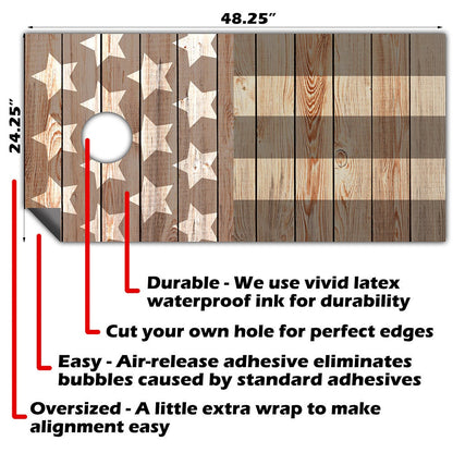 Stars &amp; Stripes - Cornhole Board Wrap - Set of 2