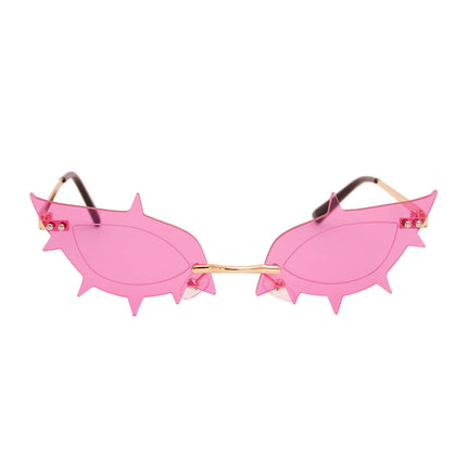Rimless Spike Sunglasses Purple Stylish Statement Accessories