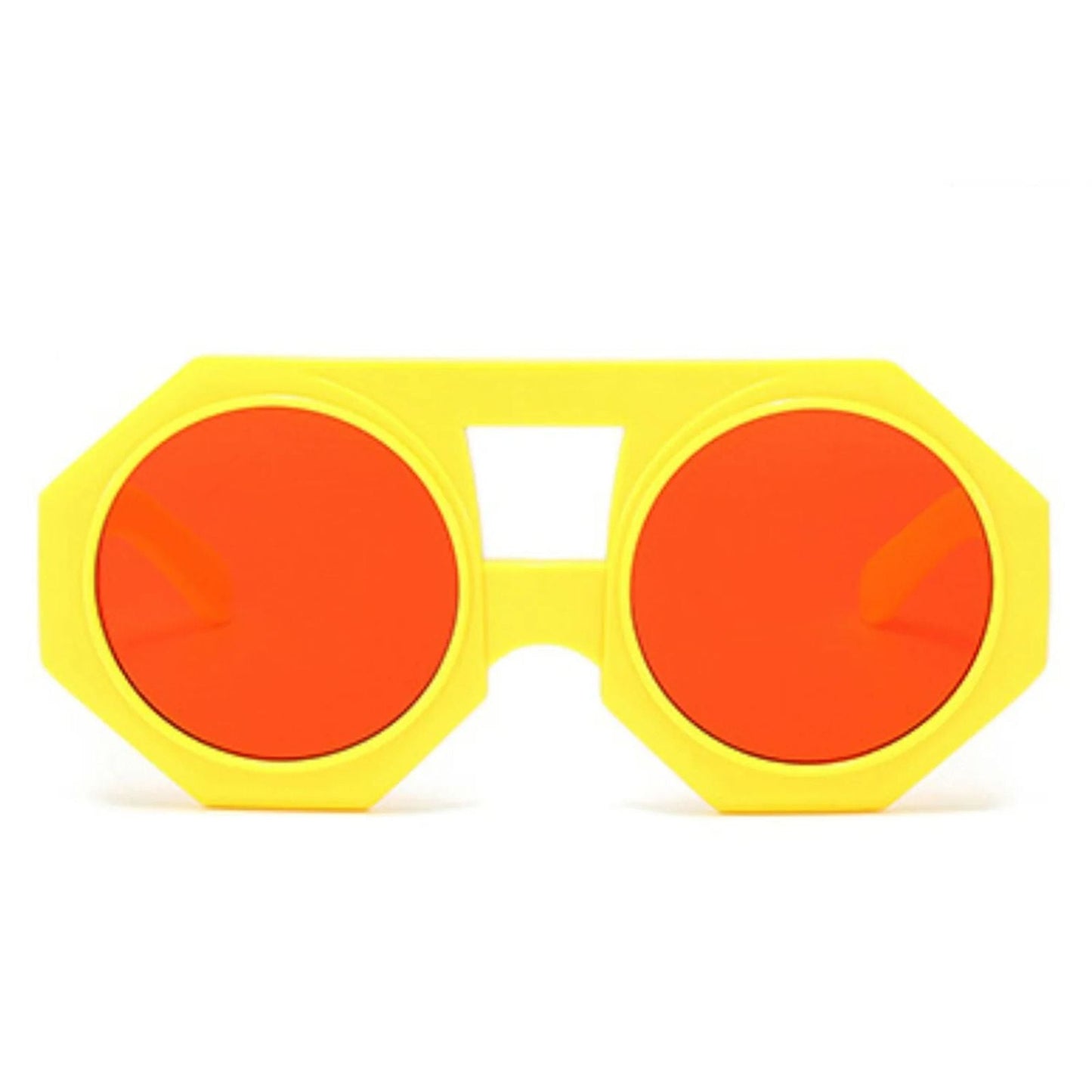 Women’s Chunky Round Sunglasses Yellow Geometric Stylish Statement