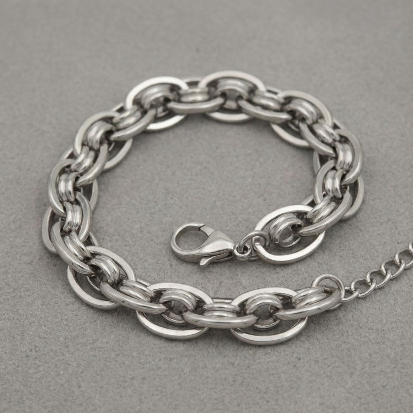 Stainless Steel Chain Bracelet 8mm Silver Handmade Stylish Jewelry