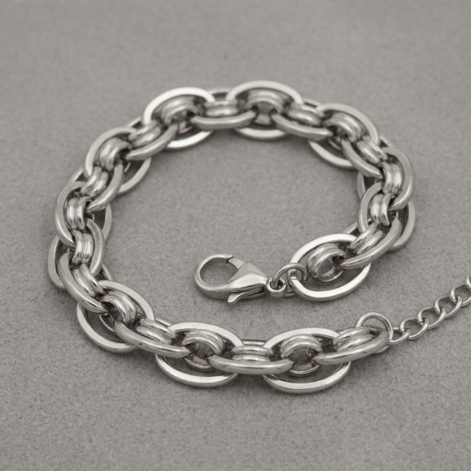 Stainless Steel Chain Bracelet 8mm Silver Handmade Stylish Jewelry