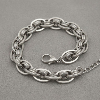 Stainless Steel Chain Bracelet 8mm Silver Handmade Stylish Jewelry